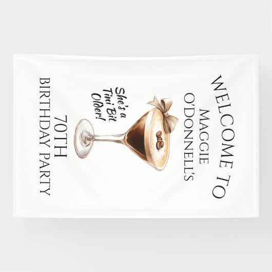 Verjaardagsfeestbanner 70ste Espresso Martini Spandoek (Horizontaal)