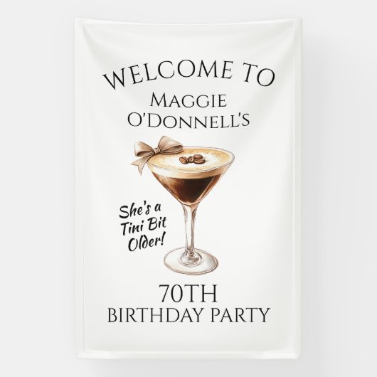 Verjaardagsfeestbanner 70ste Espresso Martini Spandoek (Verticaal)