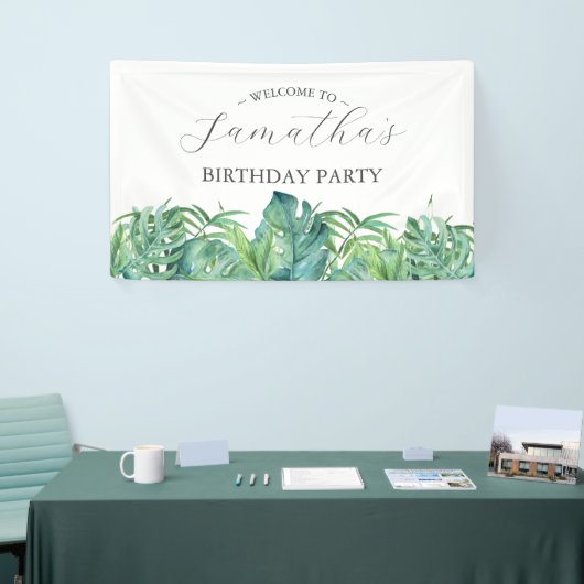 Verjaardagsfeestbanner Tropical Luau Spandoek (Beurs)