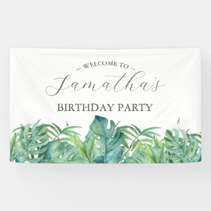 Verjaardagsfeestbanner Tropical Luau Spandoek