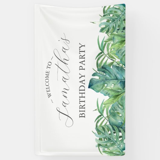 Verjaardagsfeestbanner Tropical Luau Spandoek (Verticaal)