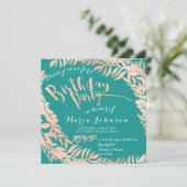 Verjaardagsfeestblaadjes Krans Munt Blauwgroen Roo Kaart (Staand voorkant)