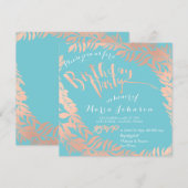 Verjaardagsfeestblaadjes krans Ocean Pink Rose Gol Kaart (Voorkant / Achterkant)