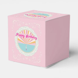 Verjaardagsfeestbox, Roze Regenboog Bedankdoosjes