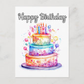 Verjaardagsfeestcake in cute kleuren briefkaart (Voorkant)