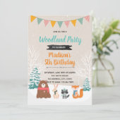 verjaardagsfeestdag winterbos kaart (Staand voorkant)