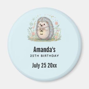 Verjaardagsfeestdatum van cute egel met lantaarn magneet