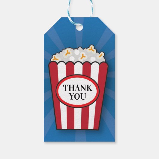 Verjaardagsfeestfilm Popcorn Film Dank u Labels Cadeaulabel (Achterkant)
