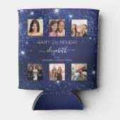 Verjaardagsfeestfoto collage blauw beste vrienden blikjeskoeler (Voorkant)