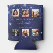 Verjaardagsfeestfoto collage blauw beste vrienden blikjeskoeler (Achterkant)