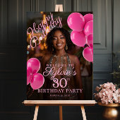 Verjaardagsfeestfoto hot pink welkom poster