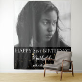 Verjaardagsfeestfoto zwart en goud achtergrond wandkleed (In situ)