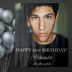 Verjaardagsfeestfoto zwart-wit achtergrond wandkleed