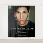 Verjaardagsfeestfoto zwart-wit achtergrond wandkleed (Voorkant)