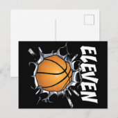 Verjaardagsfeestje 11 jaar oud basketbal 11e jonge briefkaart (Voorkant / Achterkant)