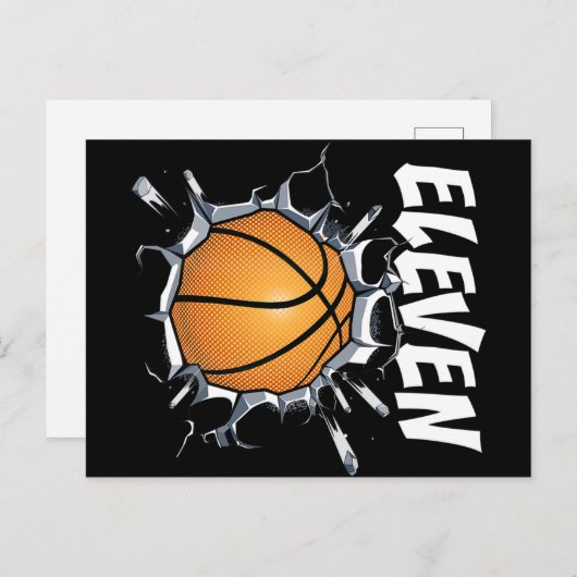 Verjaardagsfeestje 11 jaar oud basketbal 11e jonge briefkaart (Voorkant / Achterkant)