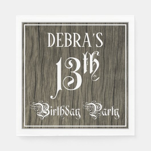 Verjaardagsfeestje 13 — Fantasie schrift, namaak h Servet (Voorkant)