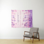 Verjaardagsfeestje 13 jaar pink paarse glitters gl wandkleed (In Situ (horizontaal))