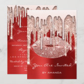 Verjaardagsfeestje 16e Kus Lippen Roos Glitters Ro Kaart (Voorkant / Achterkant)