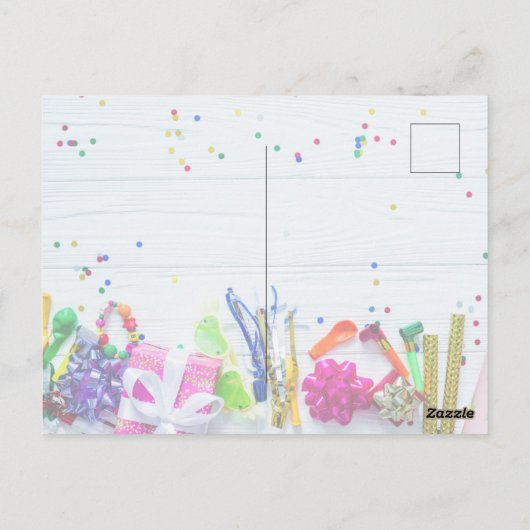 Verjaardagsfeestje 18 jaar briefkaart (Achterkant)