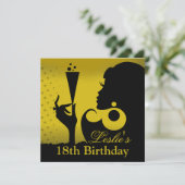 Verjaardagsfeestje 18 jaar cocktail gele kaart (Staand voorkant)