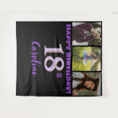 Verjaardagsfeestje 18 jaar, paarse glitter & 3 fot wandkleed (Voorkant (horizontaal))