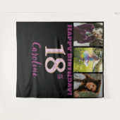 Verjaardagsfeestje 18 jaar, roze gouden glitters & wandkleed (Voorkant (horizontaal))