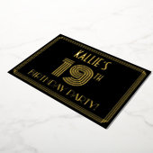 Verjaardagsfeestje 19de verjaardag — Art Deco stij Folie Uitnodiging (Gedraaid)