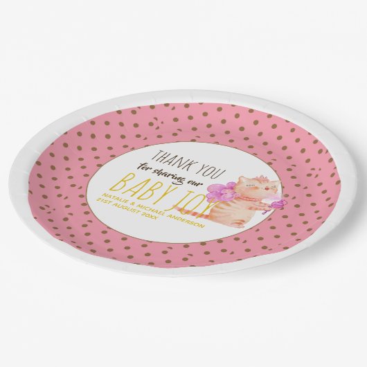 Verjaardagsfeestje 1e verjaardag prinses katten be papieren bordje (Gekanteld)