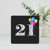 Verjaardagsfeestje 21 jaar met ballonnenboeket kaart (Staand voorkant)