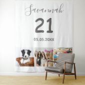 Verjaardagsfeestje 21 jaar wit fotocollage naam wandkleed (In situ)