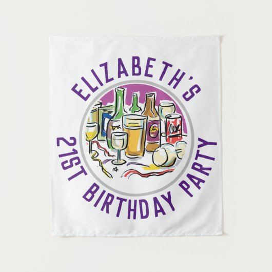Verjaardagsfeestje 21e verjaardag wandkleed (Voorkant)