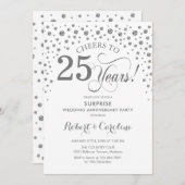 Verjaardagsfeestje 25 jaar - Zilver Wit Kaart (Voorkant / Achterkant)