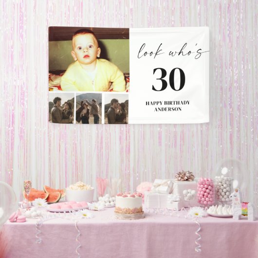Verjaardagsfeestje 30 Foto Collage Spandoek (Feest)