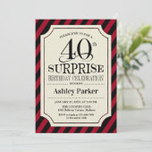 Verjaardagsfeestje 40 jaar - Zwarte rode strepen Kaart (Staand voorkant)