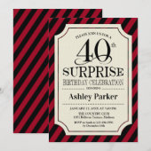 Verjaardagsfeestje 40 jaar - Zwarte rode strepen Kaart (Voorkant / Achterkant)