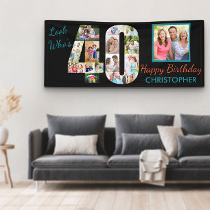 Verjaardagsfeestje 40 Look Who's 40 Foto Collage Spandoek