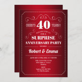 Verjaardagsfeestje 40ste verjaardag - Robijnrood Kaart (Voorkant / Achterkant)