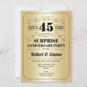 Verjaardagsfeestje 45 jaar - Goud Zwart Kaart (Voorkant)