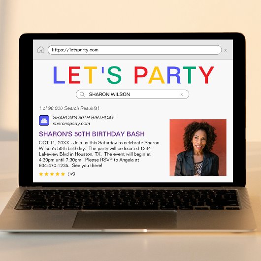 Verjaardagsfeestje 50e verjaardag kaart