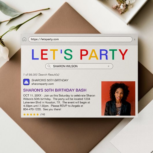 Verjaardagsfeestje 50e verjaardag kaart