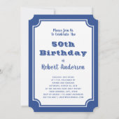 Verjaardagsfeestje 50ste verjaardag Blauw en Wit B Kaart (Achterkant)