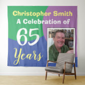 Verjaardagsfeestje 65 jaar met foto wandkleed (In Situ (horizontaal))