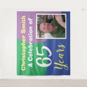 Verjaardagsfeestje 65 jaar met foto wandkleed (Voorkant)