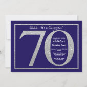 Verjaardagsfeestje 70e verjaardag Navy blauw zilve Kaart (Voorkant)