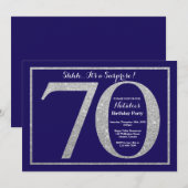 Verjaardagsfeestje 70e verjaardag Navy blauw zilve Kaart (Voorkant / Achterkant)