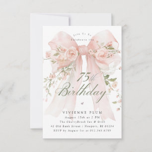 VERJAARDAGSFEESTJE 75 Jaar Elegante Roze Bloemen Kaart