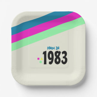 Verjaardagsfeestje '80, Gemaakt in 1983 Retro Papieren Bordje