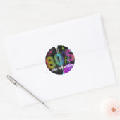 Verjaardagsfeestje 80's Bash Retro Regenboog Spett Ronde Sticker (Envelop)