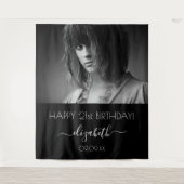 Verjaardagsfeestje aangepaste foto zwart wit moder wandkleed (Voorkant)